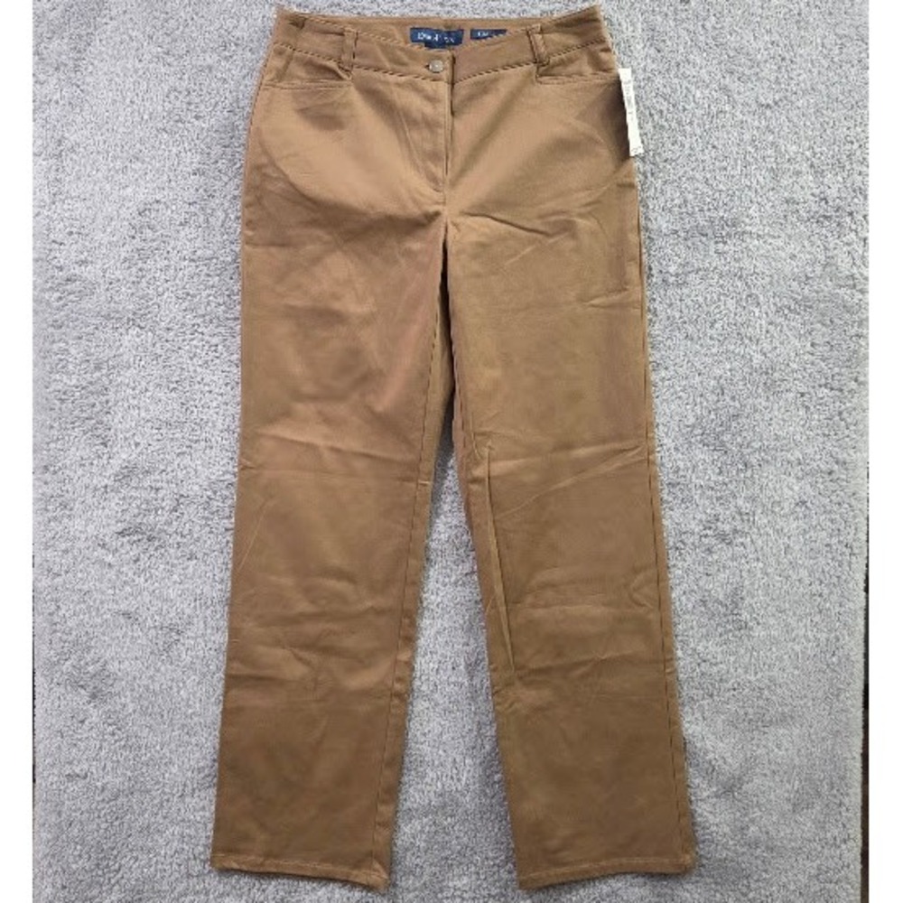 Evan Picone Trousers‎ Women's 8 Cognac Brown Stretch Twill Straight Career Pants